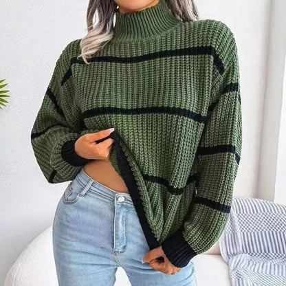 Sell Fast Knitted Sweater Casual Loose Fit Long Sleeve Pullover Turtle Neck Polo European American E-commerce