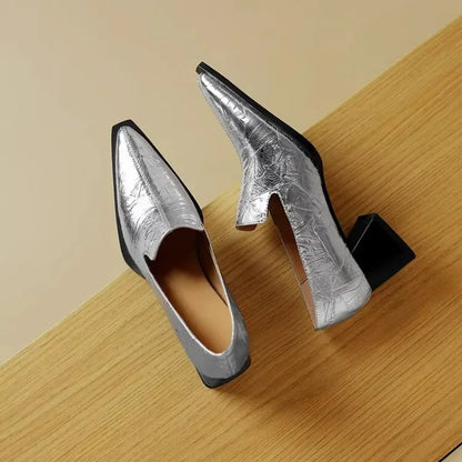 2025 Sapatos Femininas Women Light Weight European Stylish Elegant Black Square Heel Shoes Lady Casual Office Party Shoes