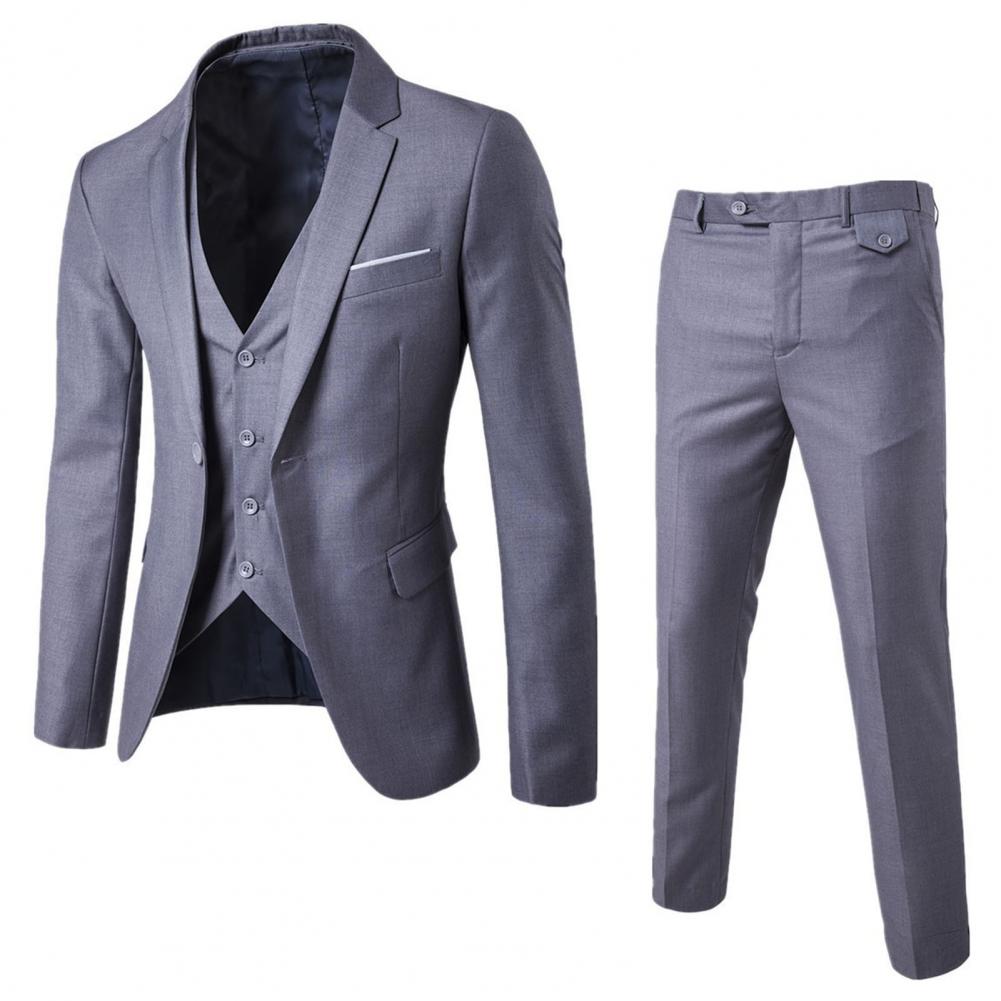 Luxury 2 piece men's wedding suit fashion men's slim solid color business office suit sets large size men Blazer+ pants