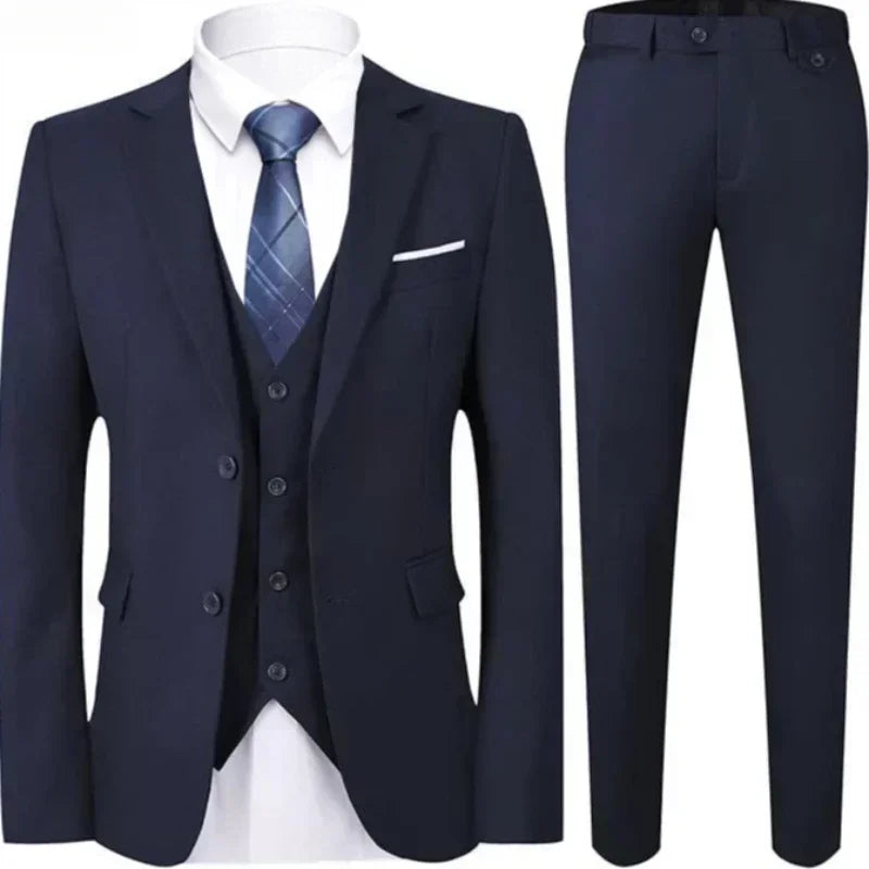 Suit For Men Elegant Wedding 3 Pieces 2 Sets Blazers Full Jackets Vest Pants Formal Fashion Luxury Coats 2025 Classic Costume
