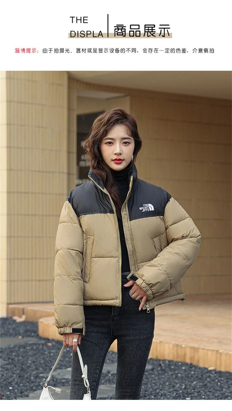 Winter Short Stitching Contrast Down Cotton-Padded Jacket Women's New 2023 Fashion Loose Padded Jacket Clothes Women Coat