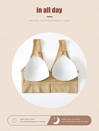 Women Sexy Bra Plus Size Seamless Breathable Brassiere Wire Free Bralette Underwear Comfortable Active Padded Brassiere Crop Top