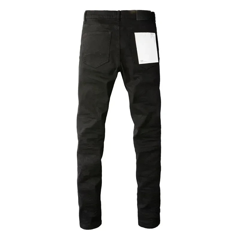 New Fashion Purples jeans Man with high street black brands pleats Fashion top quality Repair Low Rise Skinny Denim pants