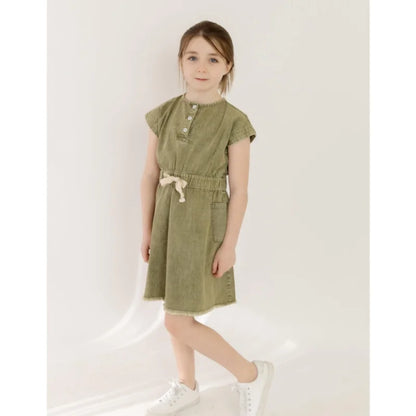 AP 2025 SS washed green denim Fringe collection boys girls fashion cotton jeans dress shirt skirt family clothing