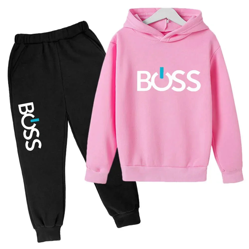 Streetwear New Spring And Autumn Children Hoodie Set Boys Girls Casual Long Sleeve Hoodie Tops+Pants Sportswear 2-14 Years Old
