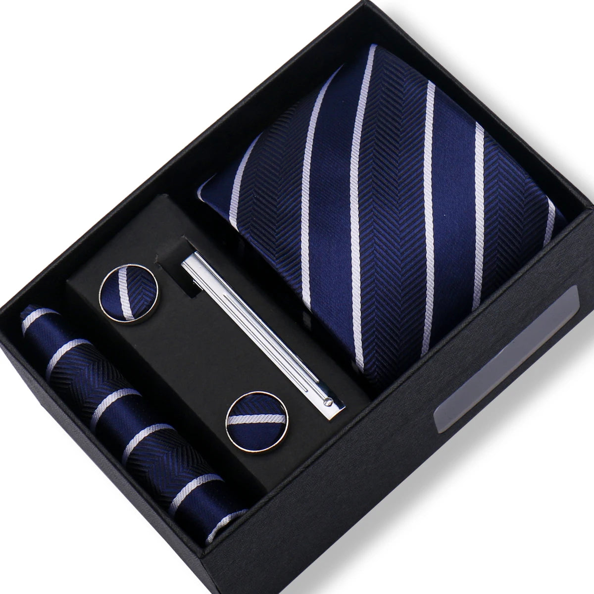 Ties Gift Box Brand Design Top Quality Jacquard Necktie Hanky Cufflink Set Tie Clip For Men Gravatas Business Wedding