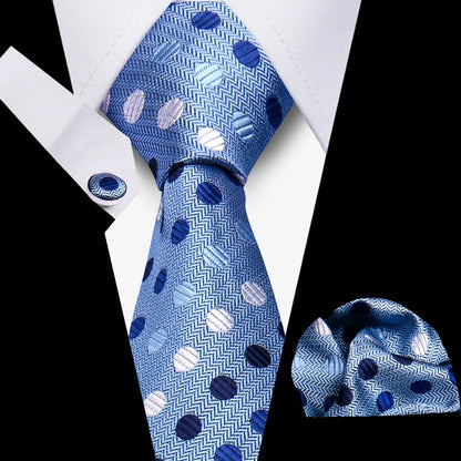Elegant Ties For Men Gift Fashion Men Tie Set Striped Luxury Necktie Handchief Cufflinks 3 Pcs Business Wedding Suit Accessories