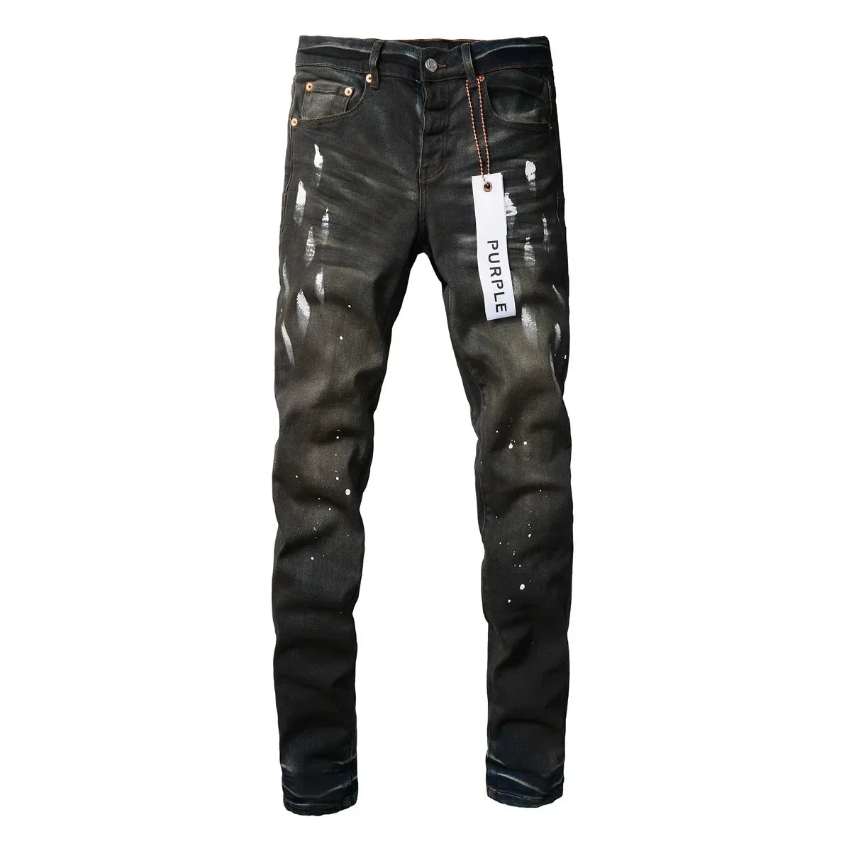 Purple Jeans American High Street Distressed Black Paint 2024 New Fashion Trend High Quality Jeans