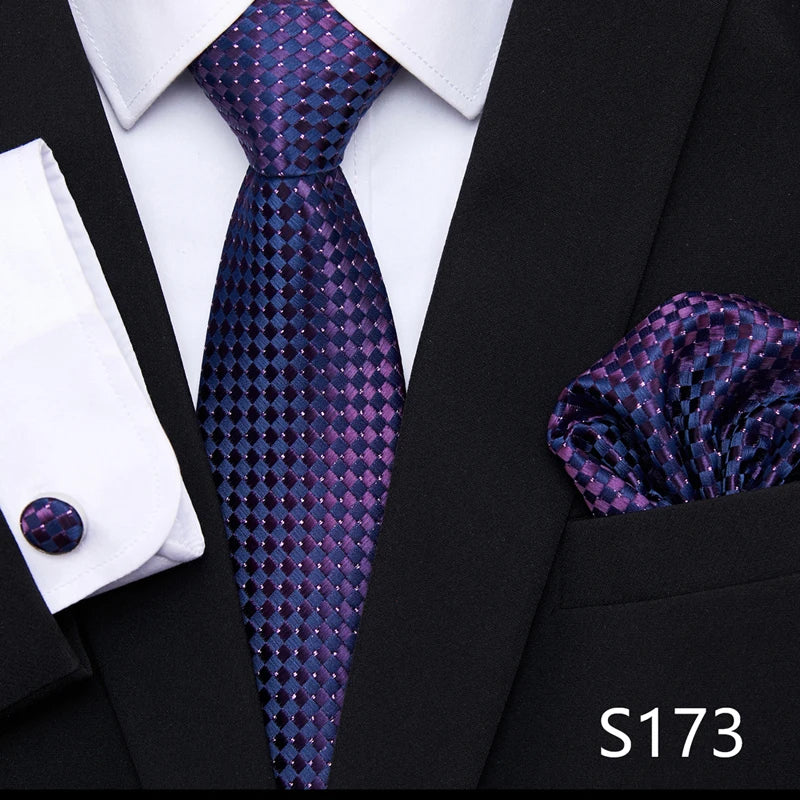 Hot Sale Holiday Gift Tie Pocket Squares Cufflink Set Necktie Dot Man Dark Grey Wedding Accessories Performance