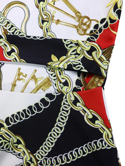 Women's 2024 Autumn New Style Fashionable Elegant Temperament Fashionable Printed Strap Waist Large Skirt Large Size Dress
