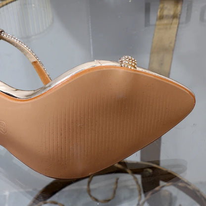 elegant woman heeled shoes sandals in autumn 2023 pointed rhinestones with stiletto heels transparent belts to wear women shoes