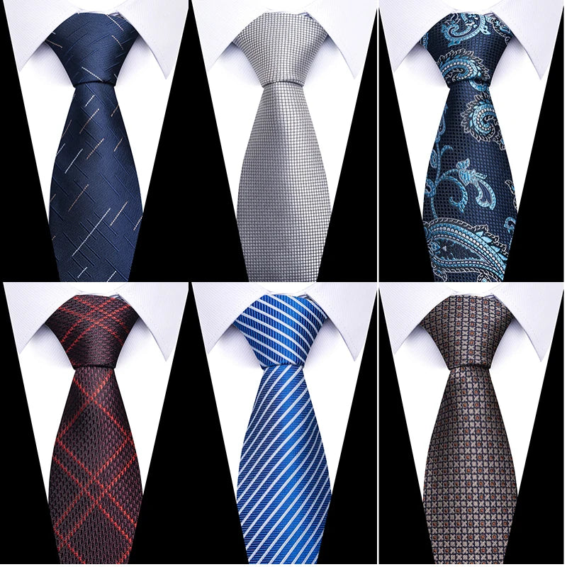 8 cm Tie Men Gravatas Classic Many Color Newest design Silk Necktie Shirt Accessories Striped Sky Blue Man's Office