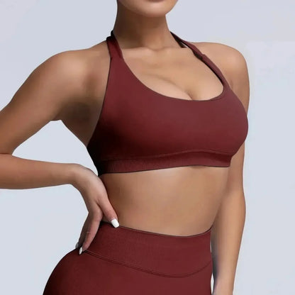 Women's Gym Solid Color Sports Bra Sexy Tight Fitting Backless Seamless with Chest Cushion Vest Exercise Yoga Camisole Top