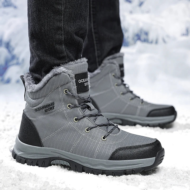 Super Warm Winter Boots With Fur Outdoor Hiking Men Boots Snow Antiskid Waterproof Boots Men Shoes Winter botas High Top hombre