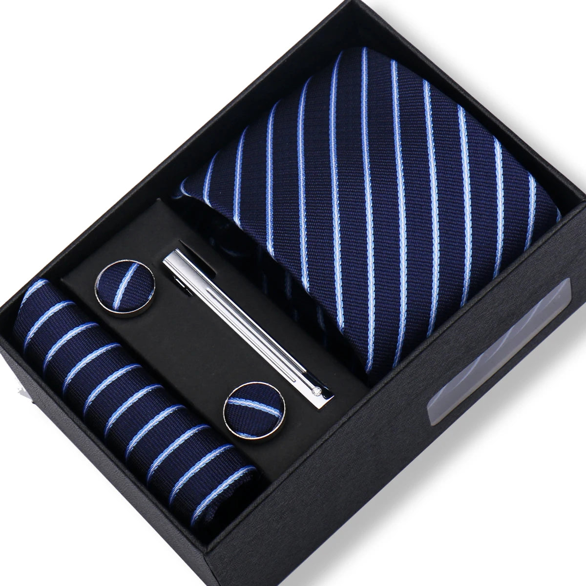 Ties Gift Box Brand Design Top Quality Jacquard Necktie Hanky Cufflink Set Tie Clip For Men Gravatas Business Wedding