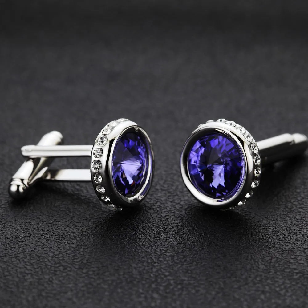 Men's Crystal Shirt Cuff Links Groomsmen Gift for Him Wedding Cufflinks for Men Fathers Husbands and Friends