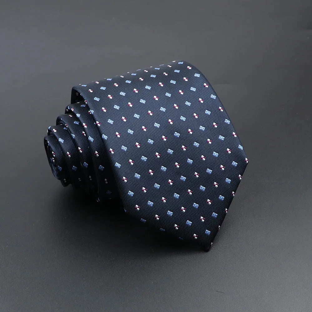 Men's Fashion Tie 8cm Blue Necktie Classic Plaid Striped Neck Tie Paisley Floral Neckties Daily Wear Cravat Wedding Party Gift