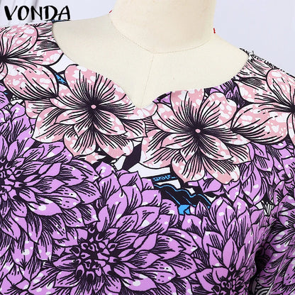 VONDA Bohemian Maxi Dress 2024 Elegant Floral Print Sundress Women Long Sleeve Casual Vestidos Holiday Casual Robe Oversized