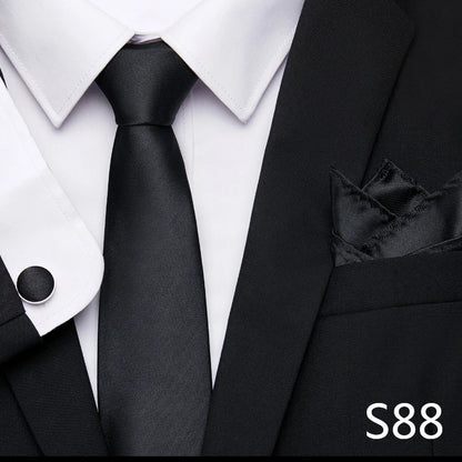 Hot Sale Holiday Gift Tie Pocket Squares Cufflink Set Necktie Dot Man Dark Grey Wedding Accessories Performance