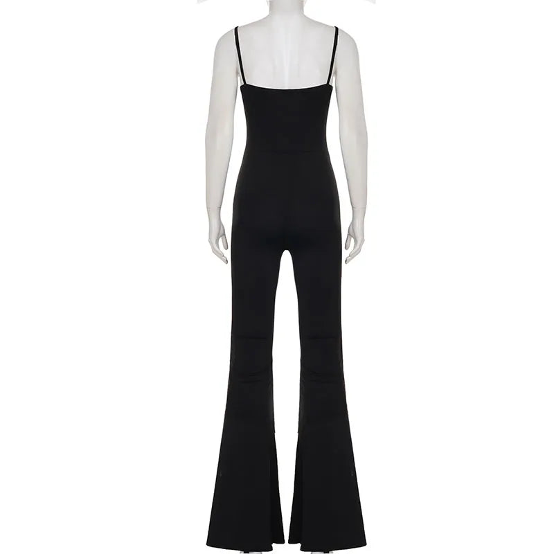 Women's Strapless Jumpsuit with Built-in Padded Bra Backless Flare Leg Slim-Fit Y2K Hot Girl Ideal for Party Club & Daily Outfit