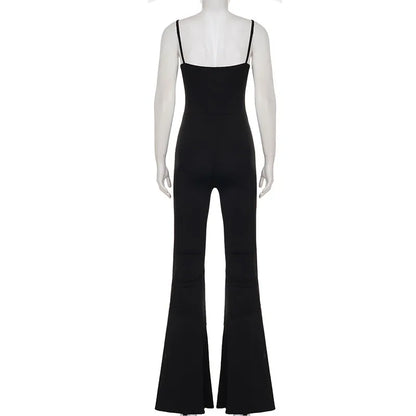 Women's Strapless Jumpsuit with Built-in Padded Bra Backless Flare Leg Slim-Fit Y2K Hot Girl Ideal for Party Club & Daily Outfit