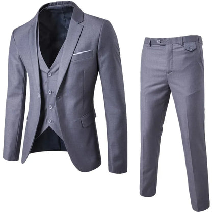 Elegant Suits For Men Wedding 3 Pieces 2 Set Luxury Fashion Classic Full Jackets Vest Pants Blazers Outfit 2024 Formal Costume
