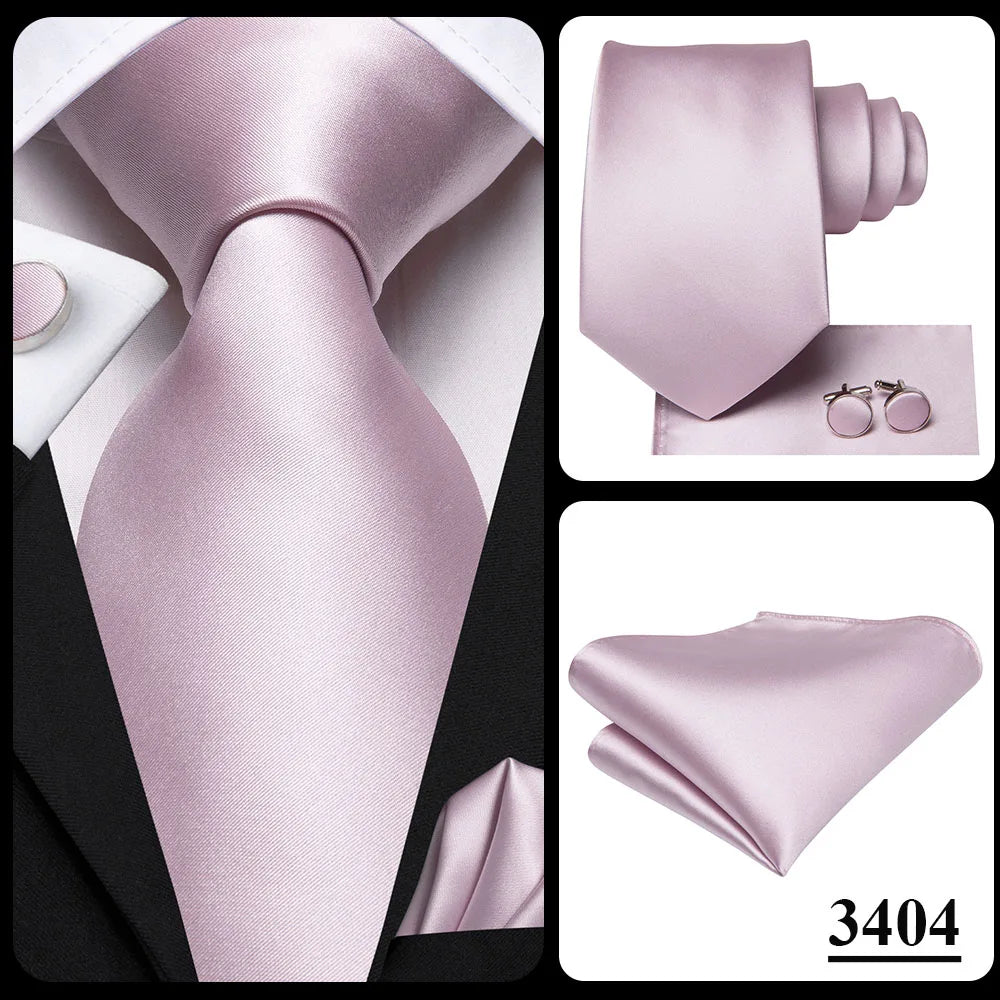 Hi-Tie Sage Green Pink Blue Solid Silk Wedding Tie For Men Handky Cufflink Mens Necktie Set Fashion Designer Business Party