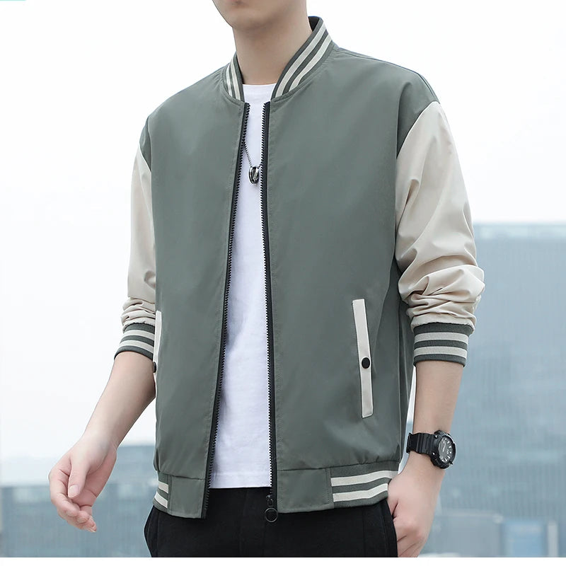 SUPUSCREAT Spring Autumn Men Baseball Jacket Stand Collar Korean Style Casual Jackets And Coats Male Slim Fit Bomber Jacket 5XL