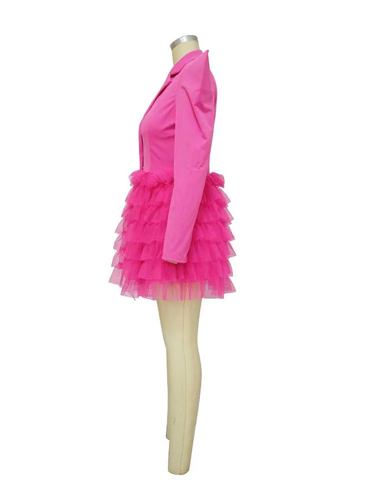 women Elegant and chic dress long sleeve spring female fashion dress mash blazer dress wholesale dropshipping