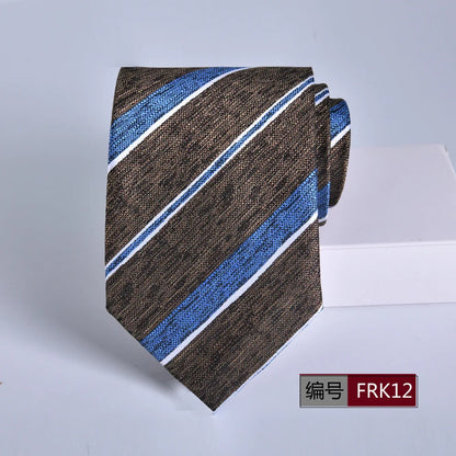 Brown Tie For Men Classic Style 8CM Tie Striped Jacquard Ties Wine Red Wedding Gravatas Formal Business Neckties Gifts For Men