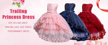 Children Princess Girls Party Wear Kids Christmas Dress Girl's Birthday Dress Baby Girl Wedding Banquet Clothes 3-14 years