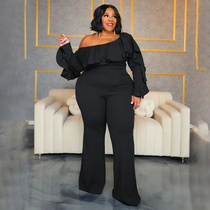 X6019 Plus Size Solid Color Women's Fashion Loose-Fit Cross-Border New Jumpsuit Without Straps Sexy Stylish Female Romper