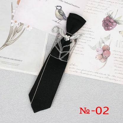 Hand Made Black Ribbon Tie Crystal Rhinestone Jewelry Men Shirts Hot New Girl Boys Collar Neck Ties School Uniform Women Necktie