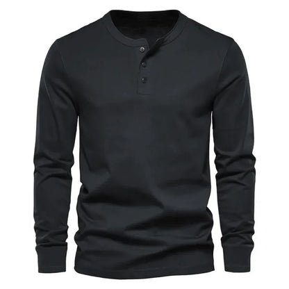 Cross-border Spring and Autumn Clothing European and American Men's T-Shirt Long-sleeved Men's Base Henry Shirt