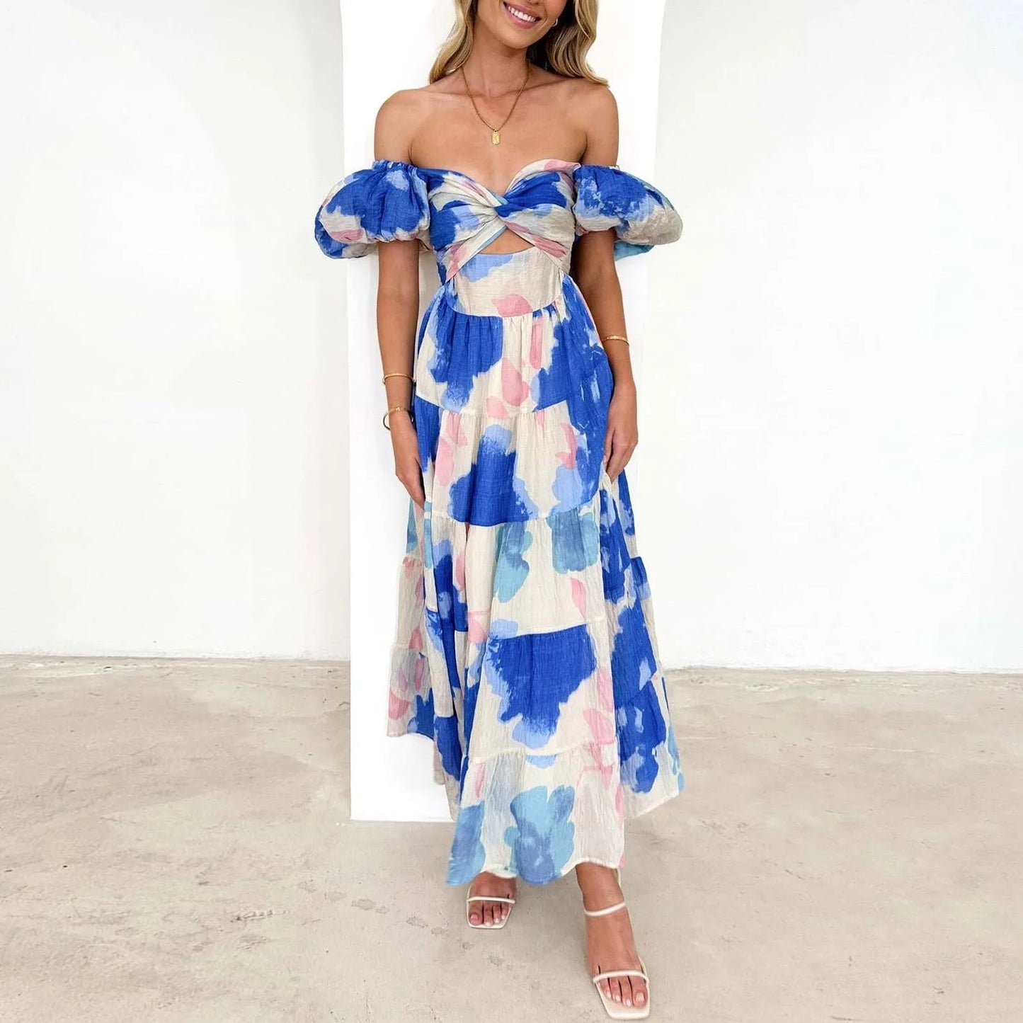 Vestidos Para Mujer Spring Formal Dresses For Women V-Neck Floral Long Dress Casual Summer Dresses For Women Floral Formal Dress