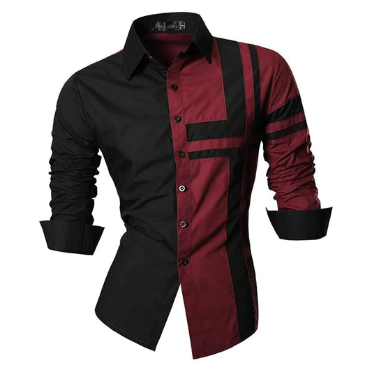 Jeansian Men's Casual Dress shirt 3D simple all-match printed long-sleeved fashion hip-hop neutral clothing