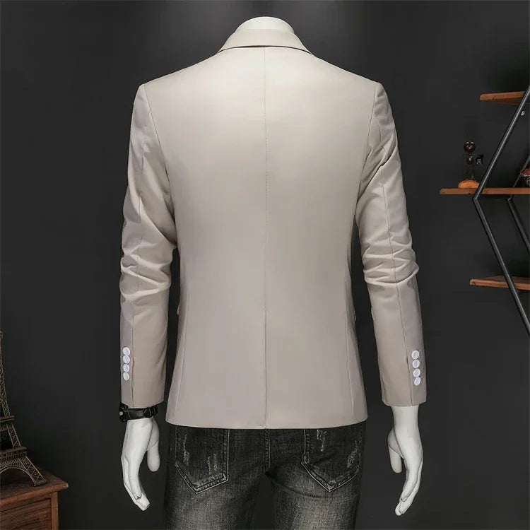 Boutique Fashion Suit Men's Slim Groom Wedding Suit Jacket Business Office Suit Casual Solid Color Suit Jacket