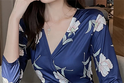 FANIECES Summer Wrap Dresses Women Sexy V Neck Split Maxi Dress Print Female Casual Beachwear Lace Up Party Vestidos Robe платье