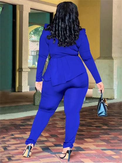 Wmstar Plus Size Two Piece Set Women Clothing Pants Sets Top Leggings Matching Office Lady Fall Clothes