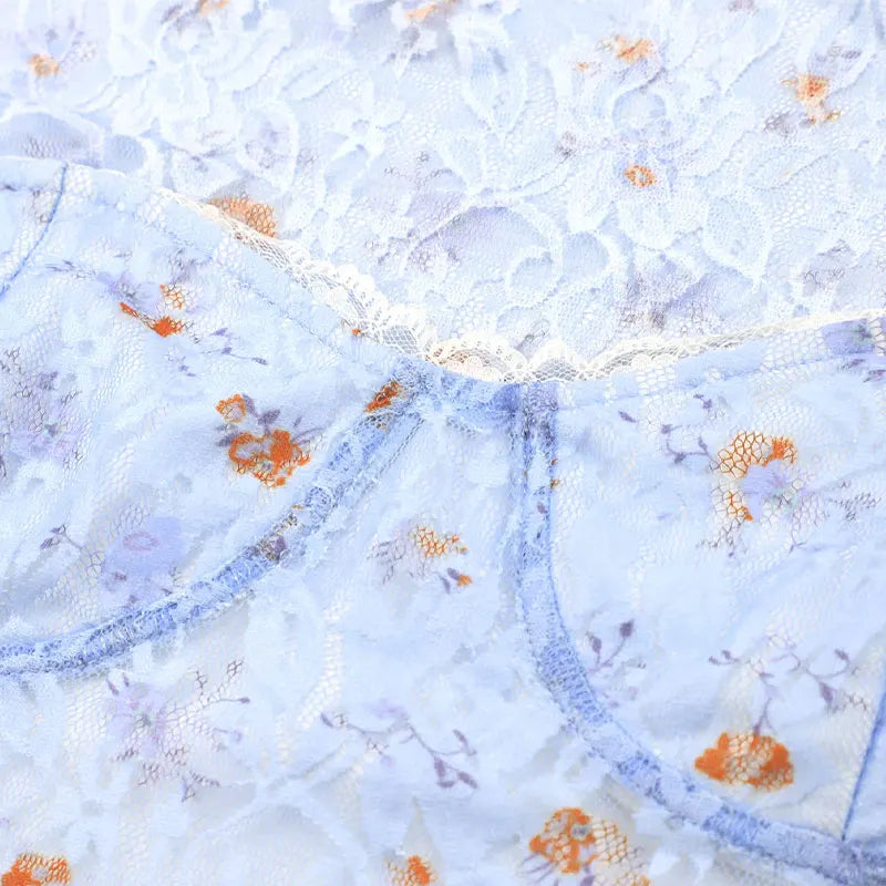 Spring New Women's Dresses Sexy Low Chest Lace Print Mini Dress Fashion Long Sleeves Casual Slim Elegant Female Dresses Clothing