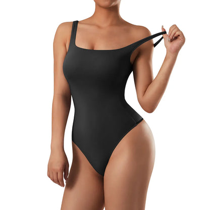 Bodysuits Women Sexy Body Suit One-Piece Romper Solid Sexy Sleeveless Square Neck Padded Tank Tops Jumpsuit Streewear Ladies