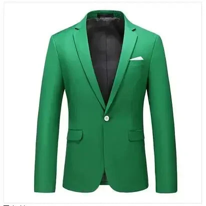 New Men Pure Colour Business Social Office Suit Slim Fit Jacket Fashion Simple Groom Wedding Tuxedo Dress Blazers Coats