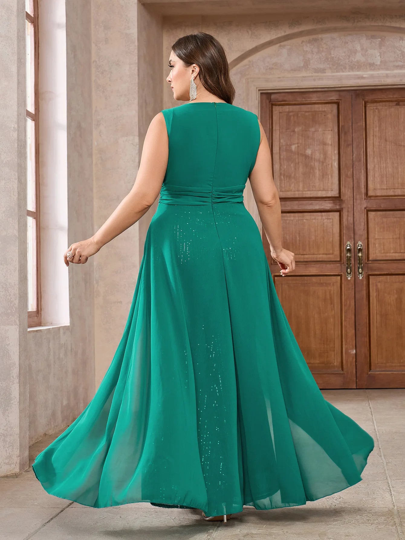 Plus Size Female Sequins Dresses V-neck Sleeveless Sexy Summer Dress For Women 2024 Elegant Lady Wedding Party Dresses