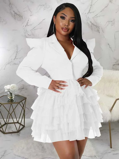 women Elegant and chic dress long sleeve spring female fashion dress mash blazer dress wholesale dropshipping