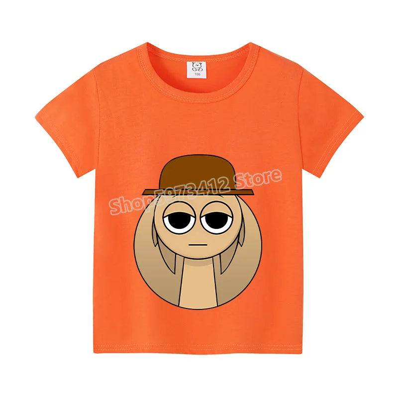 Sprunki Kids T-shirt Summer Children Incredibox Game Cotton Short Sleeve Top Boy Anime Fashion Cute Tee Girl Casual Clothes Gift