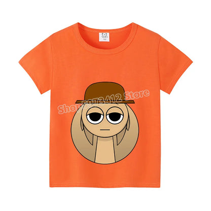 Sprunki Kids T-shirt Summer Children Incredibox Game Cotton Short Sleeve Top Boy Anime Fashion Cute Tee Girl Casual Clothes Gift