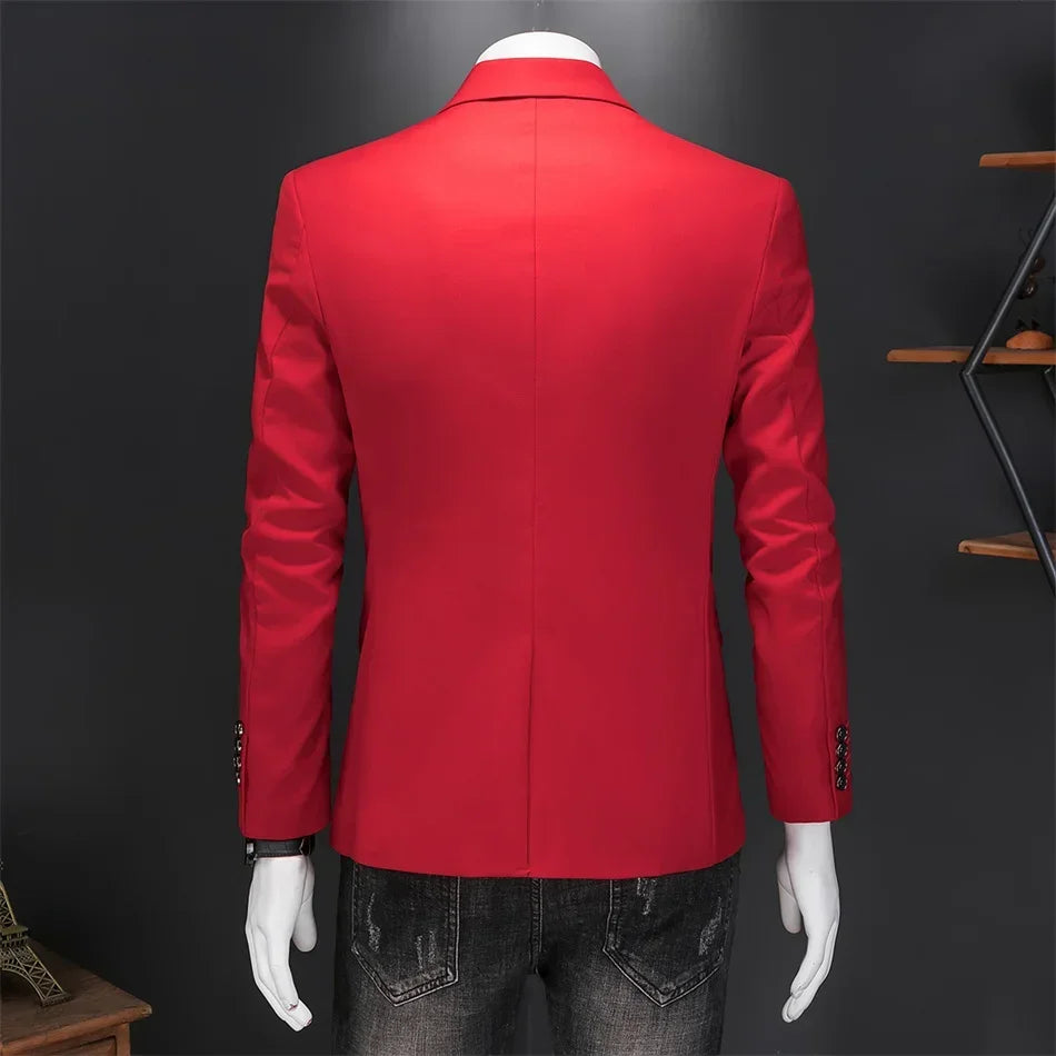 Boutique Fashion Suit Men's Slim Groom Wedding Suit Jacket Business Office Suit Casual Solid Color Suit Jacket