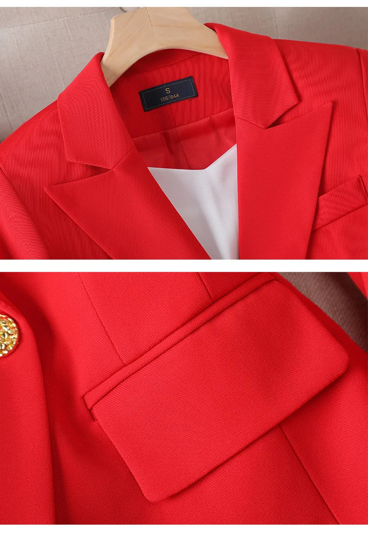 Yitimuceng Elegant Office Ladies Two Piece Sets Womens Outifits 2023 Double Breasted Long Sleeve Blazers Loose Casual Pant Suits