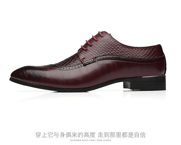 Business Casual Formal Lace-up Leather Shoes Men British Oxford Breathable Hombre Shoes Plus Size Office Wedding Flat Male Black