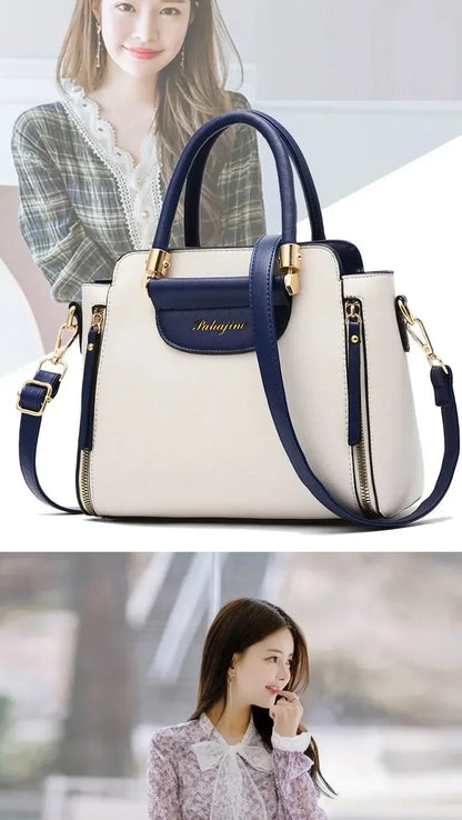 Fashion Color Contrast Handbag, Stitching Striped Crossbody Bag Women's Elegant Office & Work Purse